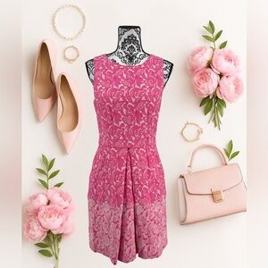 Cynthia Steffe Pink Floral Pleated Sleeveless Mini Dress Fit and Flare Tea Party